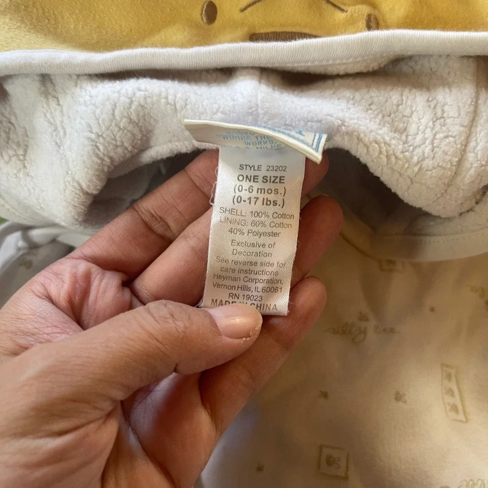 Classic Pooh Baby Sleep Sack Wearable Blanket Hooded Yellow Bear Ears 0-6 Months